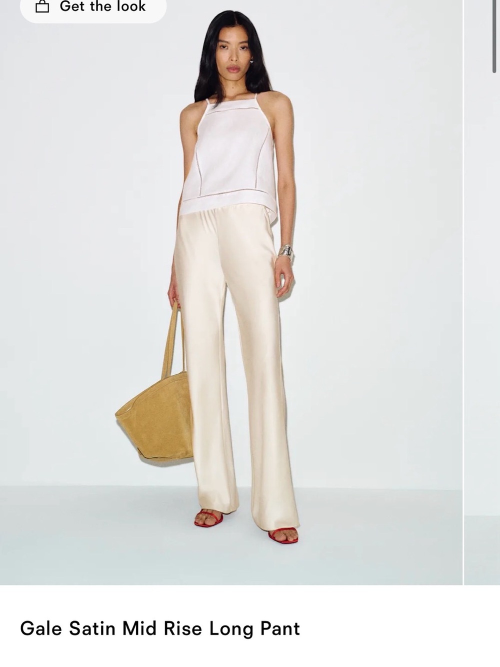 Reformation Gale Satin Straight-Leg Pants — Cream